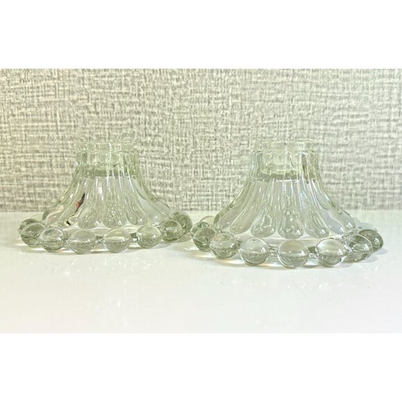 Vintage Anchor Hocking Candlewick Berwick Clear Candlestick Holders ~ Set of 2 - Picture 7 of 10
